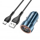 Auto lādēājs 2:1 Type C + USB QC3.0 20W + Type A to C cable