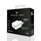 Prestico F11 ātrais lādētājs adapteris USB-A + USB-C 20W PD white