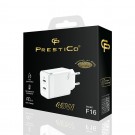 Prestico F16 ātrais lādētājs adapteris 2*USB-C 40W PD white