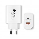 Prio Fast Charge Wall Charger 65W PD USB C + QC 3.0 USB A white